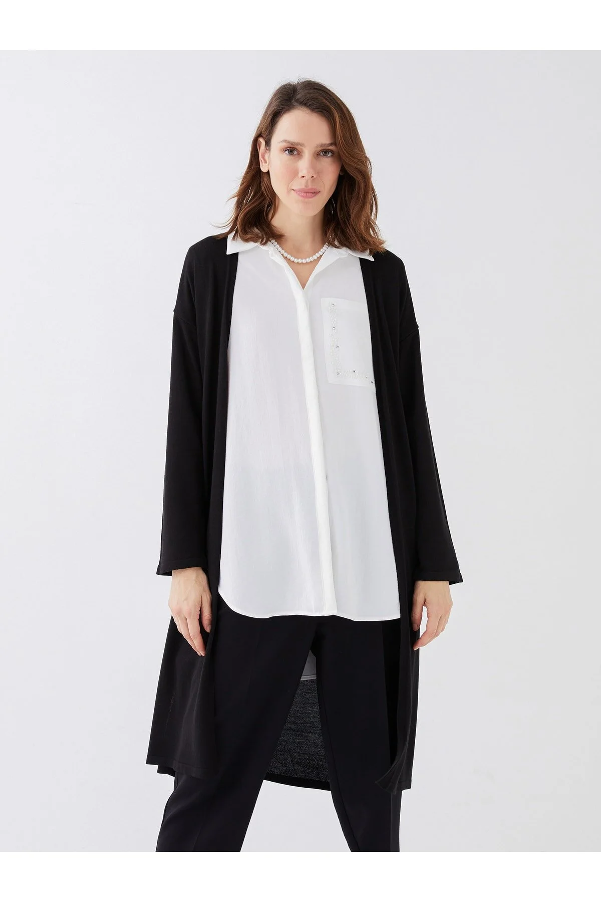 Bild von LC Waikiki Strickjacke – Schalkragen, Einfarbig, Lange Ärmel für Damen - 3XL