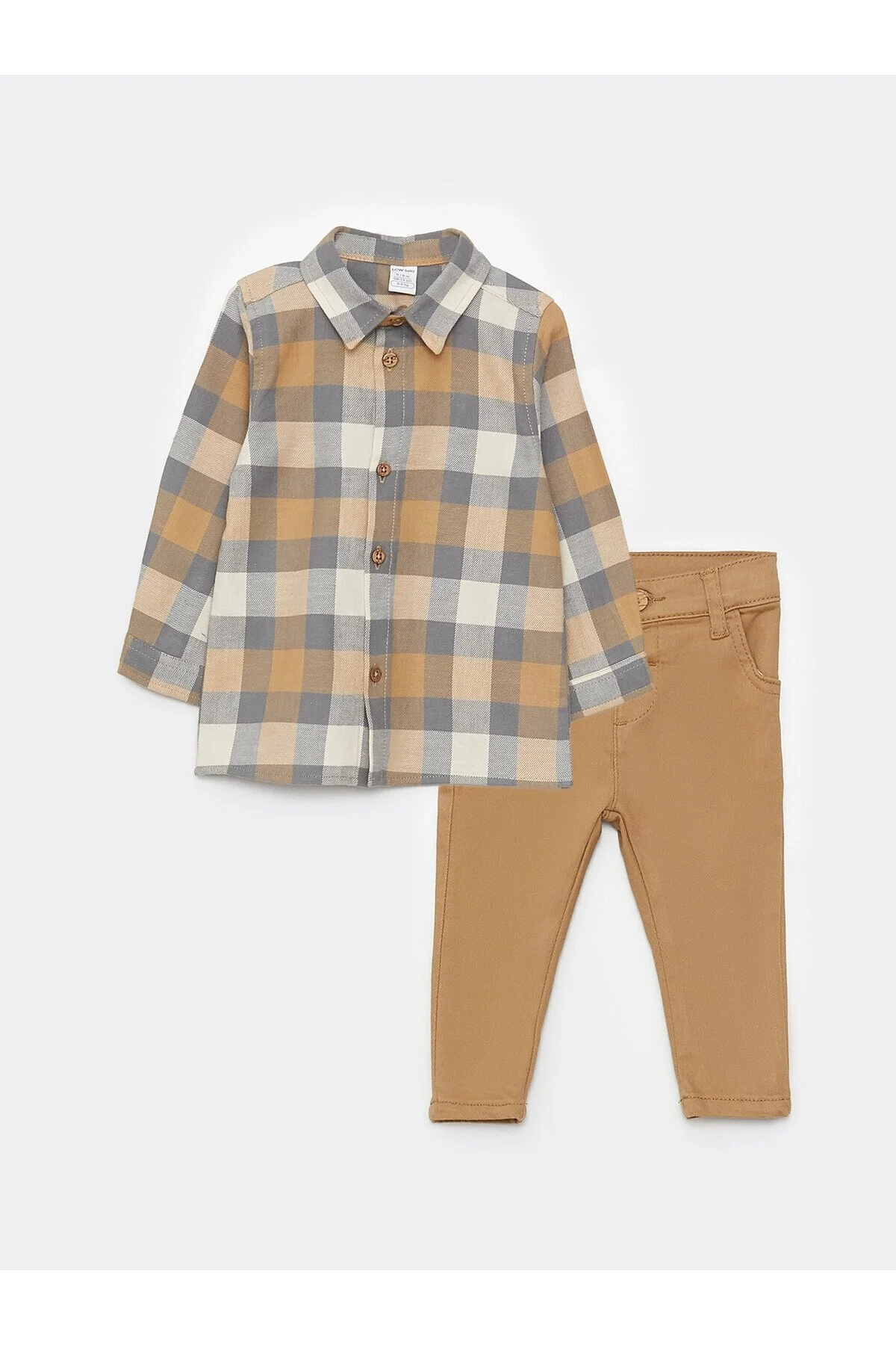 Bild von LC Waikiki 2-teiliges Set Aus Langärmligem, Kariertem Hemd Und Hose Für Babys für Herren - 1–3 Monate