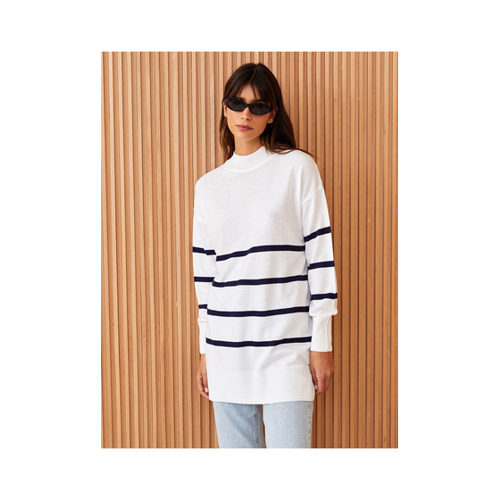 Bild von LC Waikiki Lcw Half Turtleneck Gestreifte Langarmstrick-Tunika für Damen - M