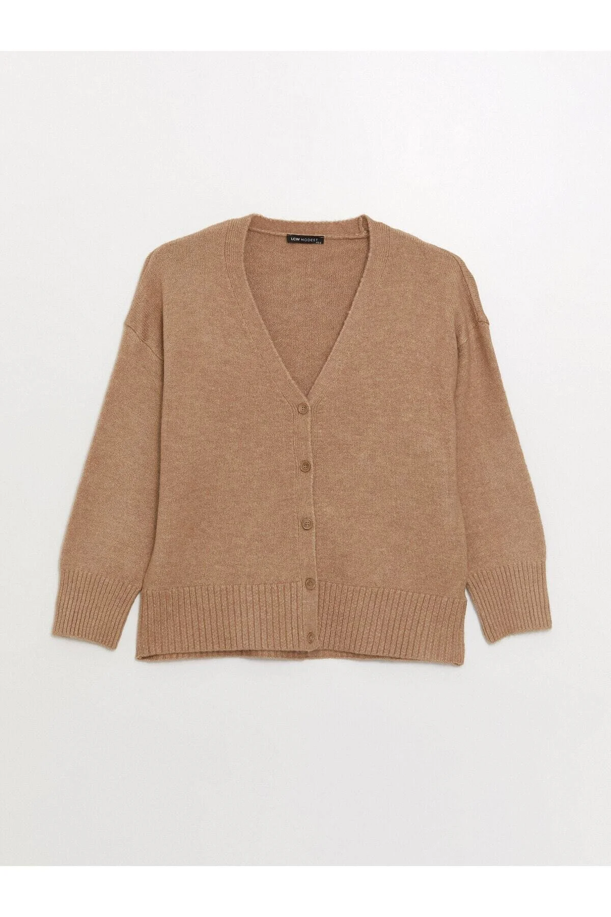 Bild von LC Waikiki Strickjacke Mit Langen Ärmeln Und V-ausschnitt In Übergröße für Damen - M