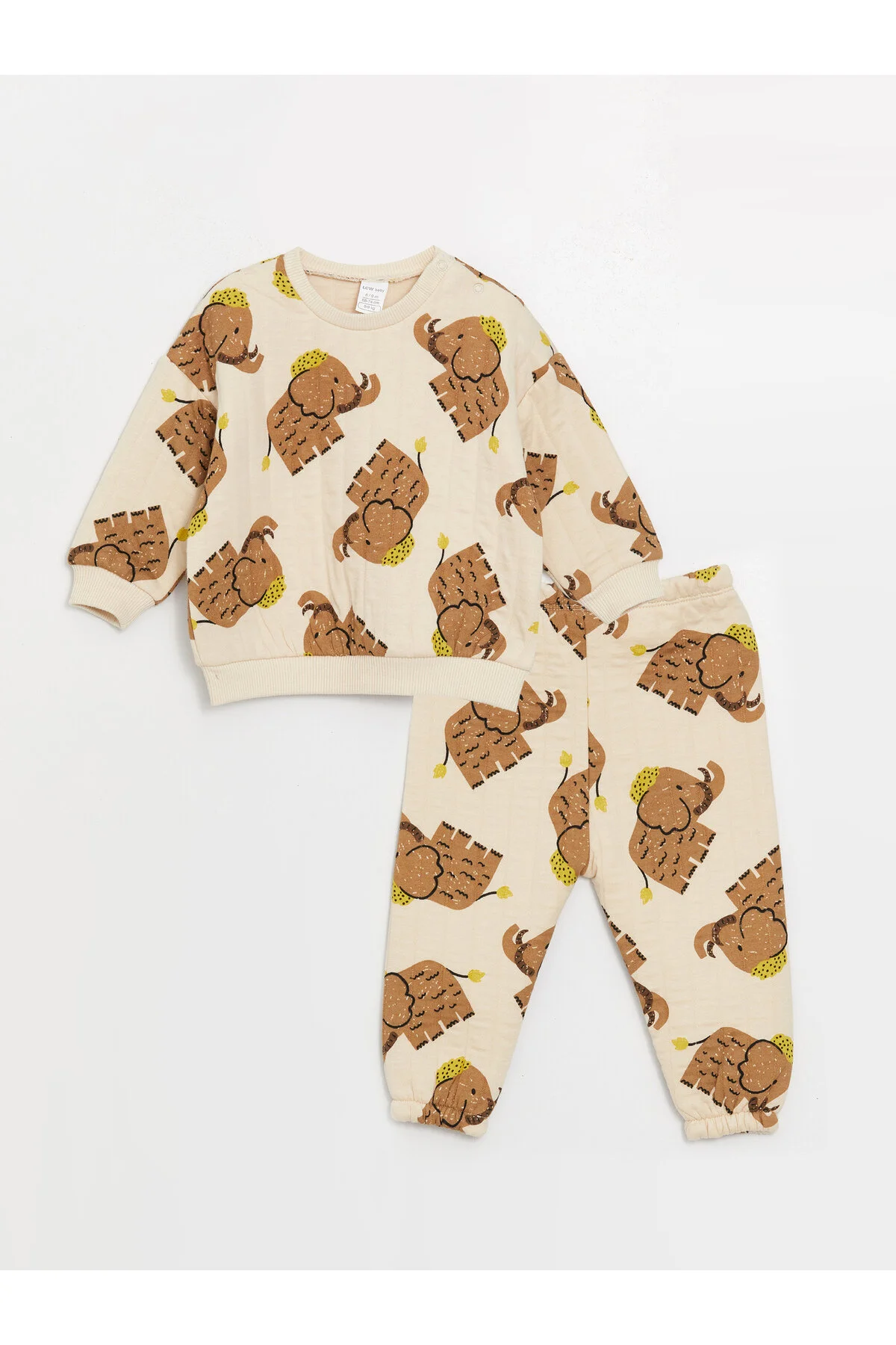 Bild von LC Waikiki Bedrucktes Sweatshirt Und Jogginghose Mit Rundhalsausschnitt Für Babys – 2er-set für Herren - 1–3 Monate