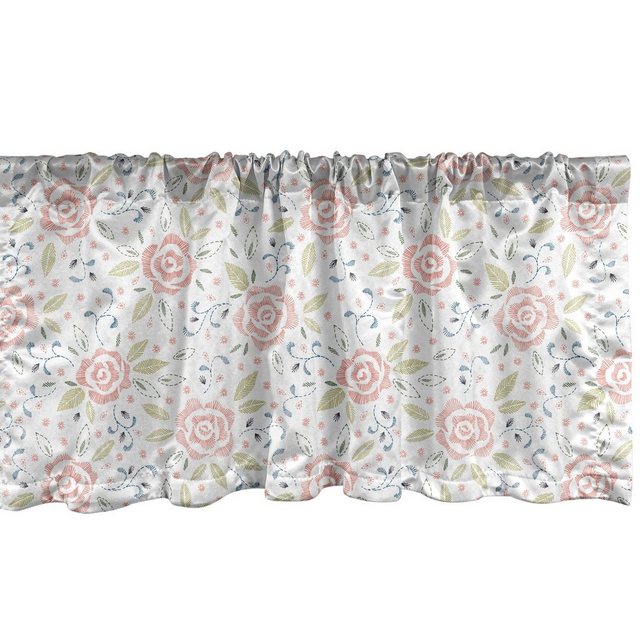 Bild von ABAKUHAUS Blume Fenster Volant, Schraffierte Pastellton Roses, Vorhang Volant für Küche Schlafzimmer Dekor mit Stangentasche, 137 cm X 30 cm, Mehrfarbig