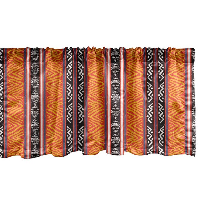 Bild von ABAKUHAUS Vintage Tribal Fenster Volant, Wilde Boho Art, Vorhang Volant für Küche Schlafzimmer Dekor mit Stangentasche, 137 cm X 30 cm, Charcoal Grau Orange