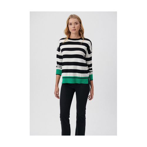 Bild von Mavi Gestreifter Grüner Pullover für Damen – Bequemer Schnitt mit Stil