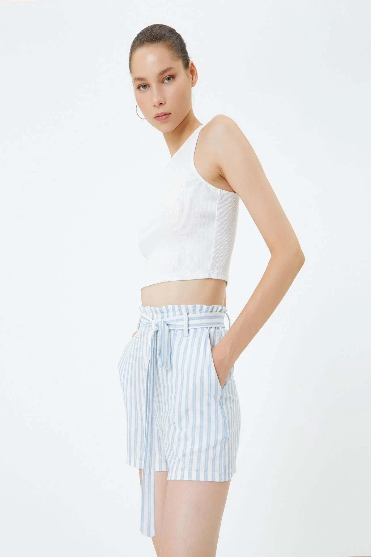 Bild von Koton Blau Gestreifte Shorts Und Bermuda Für Mädchen für Damen - 2XL