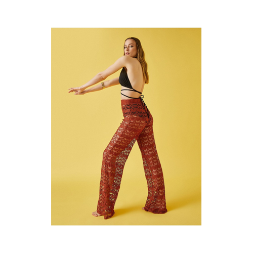 Bild von Koton Strickhose Mit Hohem Bund Und Detailliertem, Weitem Bein für Damen - L