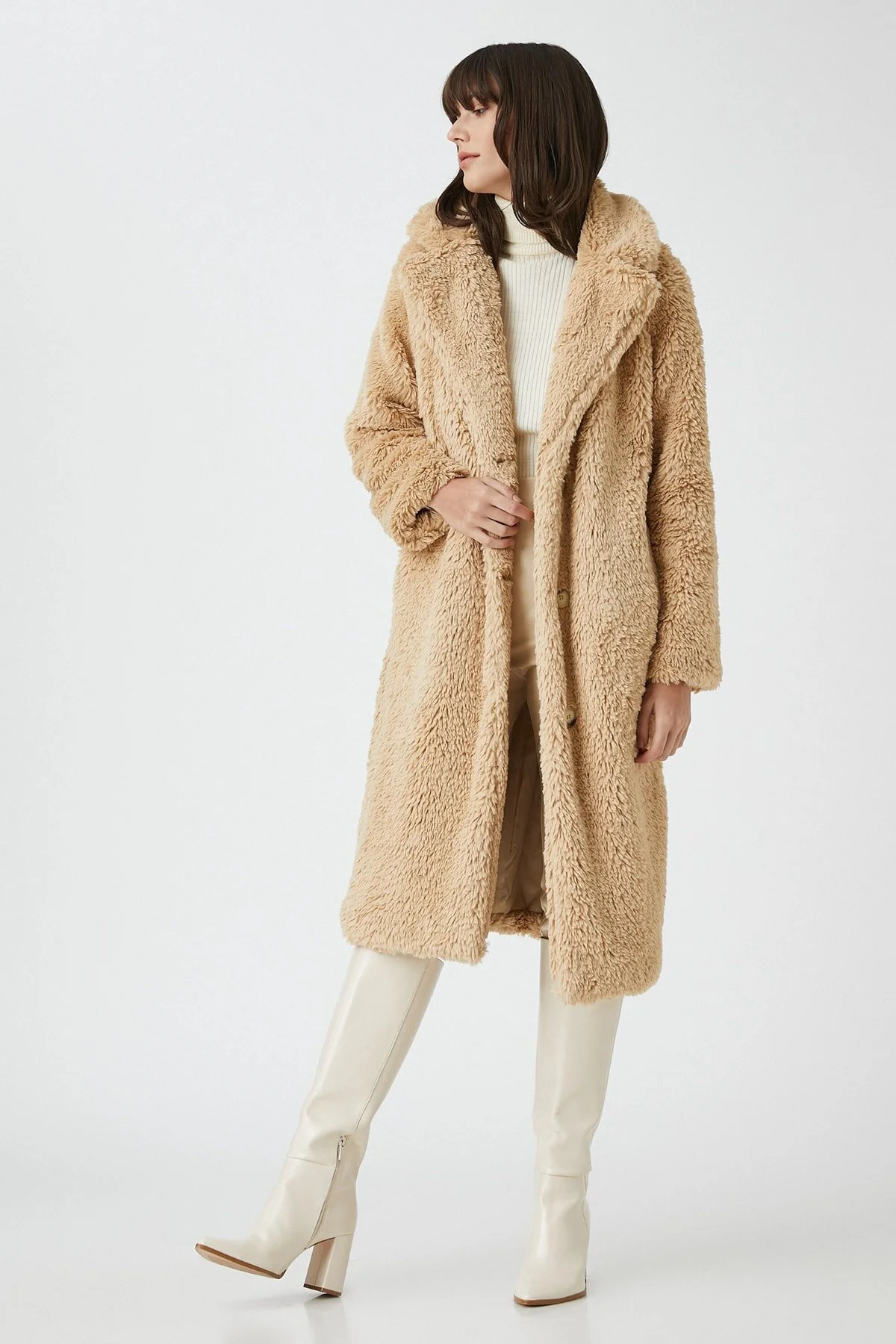 Bild von Koton Beigefarbener Mantel für Damen - 44