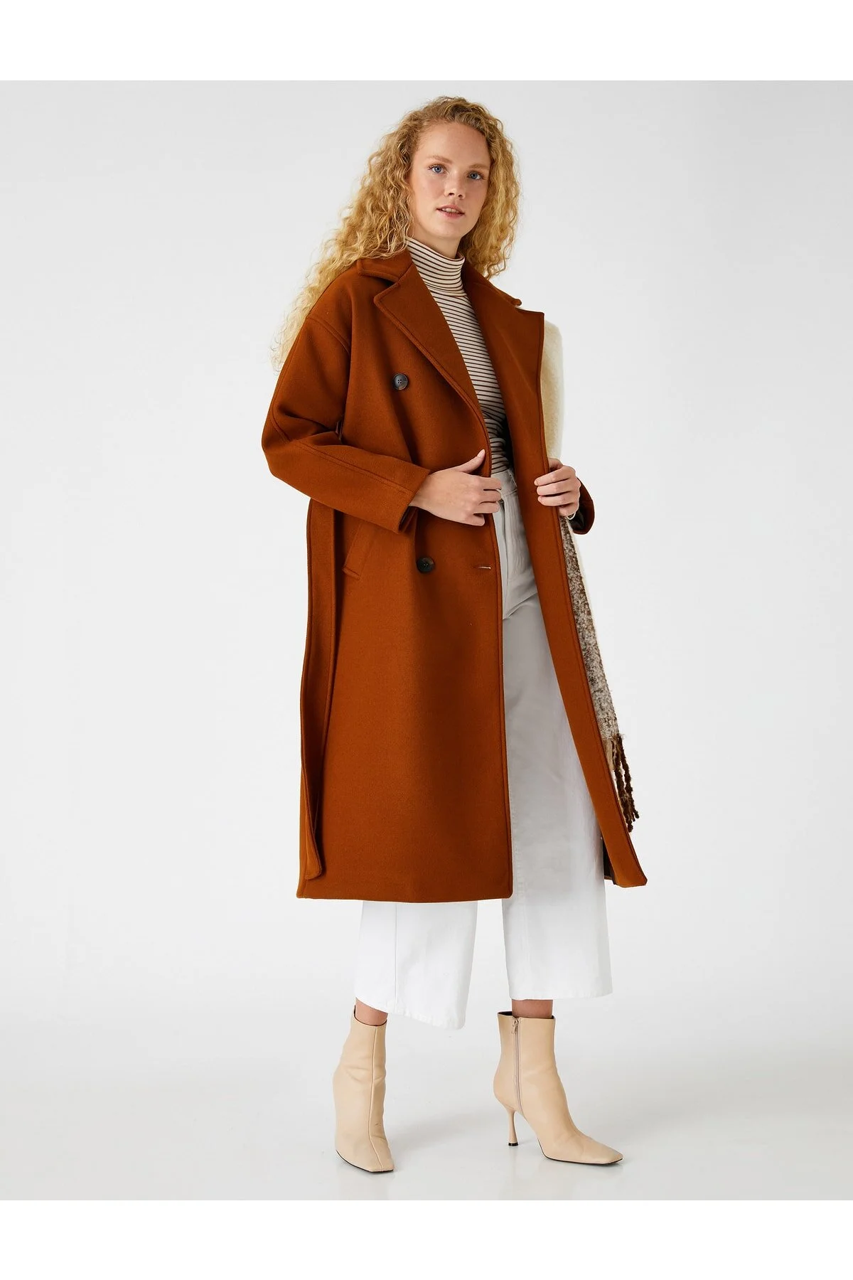 Bild von Koton Zweireihiger Mantel Mit Gürtel für Damen - 42