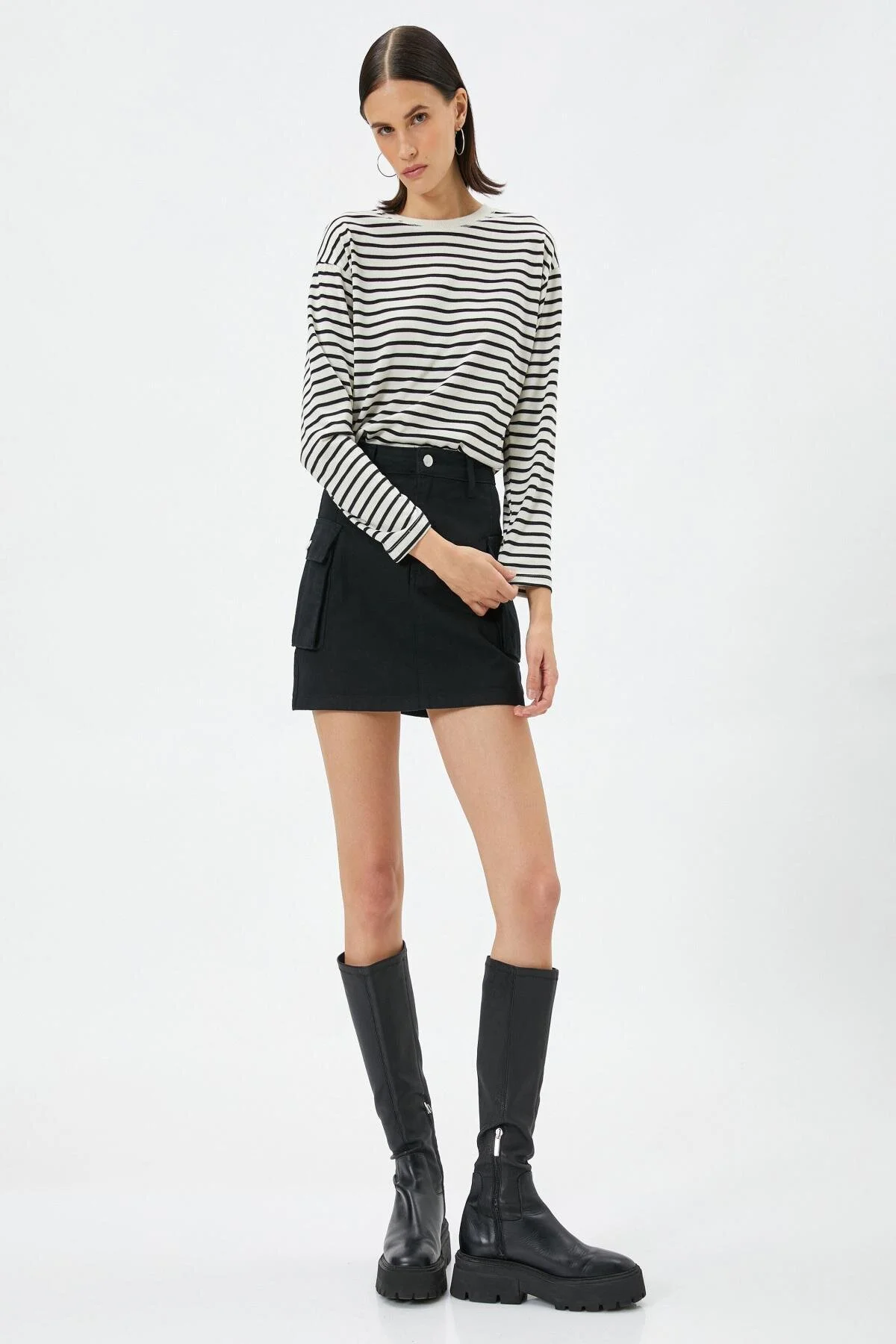 Bild von Koton Weiß Gestreiftes T-shirt für Damen - S