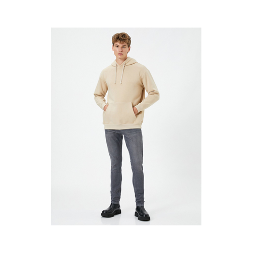 Bild von Koton Kapuzen-Sweatshirt Mit Kängurutasche für Herren - Ecru