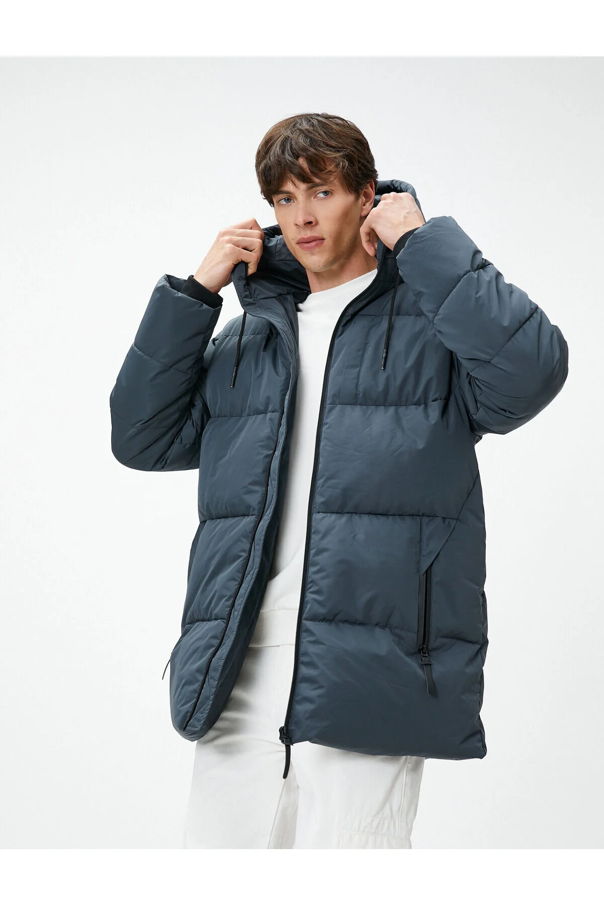 Bild von Koton Pufferjacke, Kapuze, Taschendetail, Reißverschluss für Herren - XL