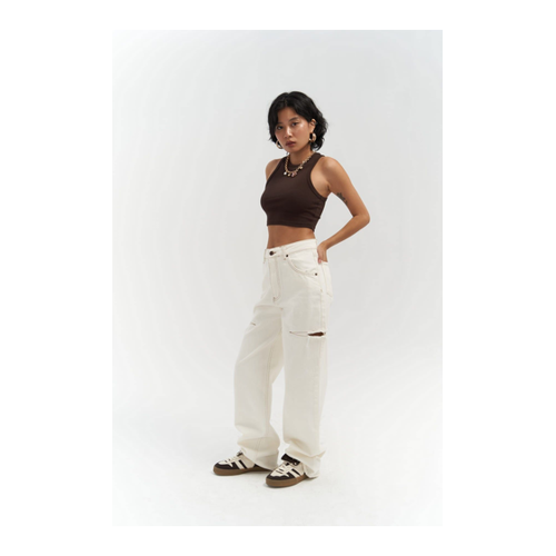 Bild von Stylische MAİ COLLECTION Palm Ecru Jeans für Damen