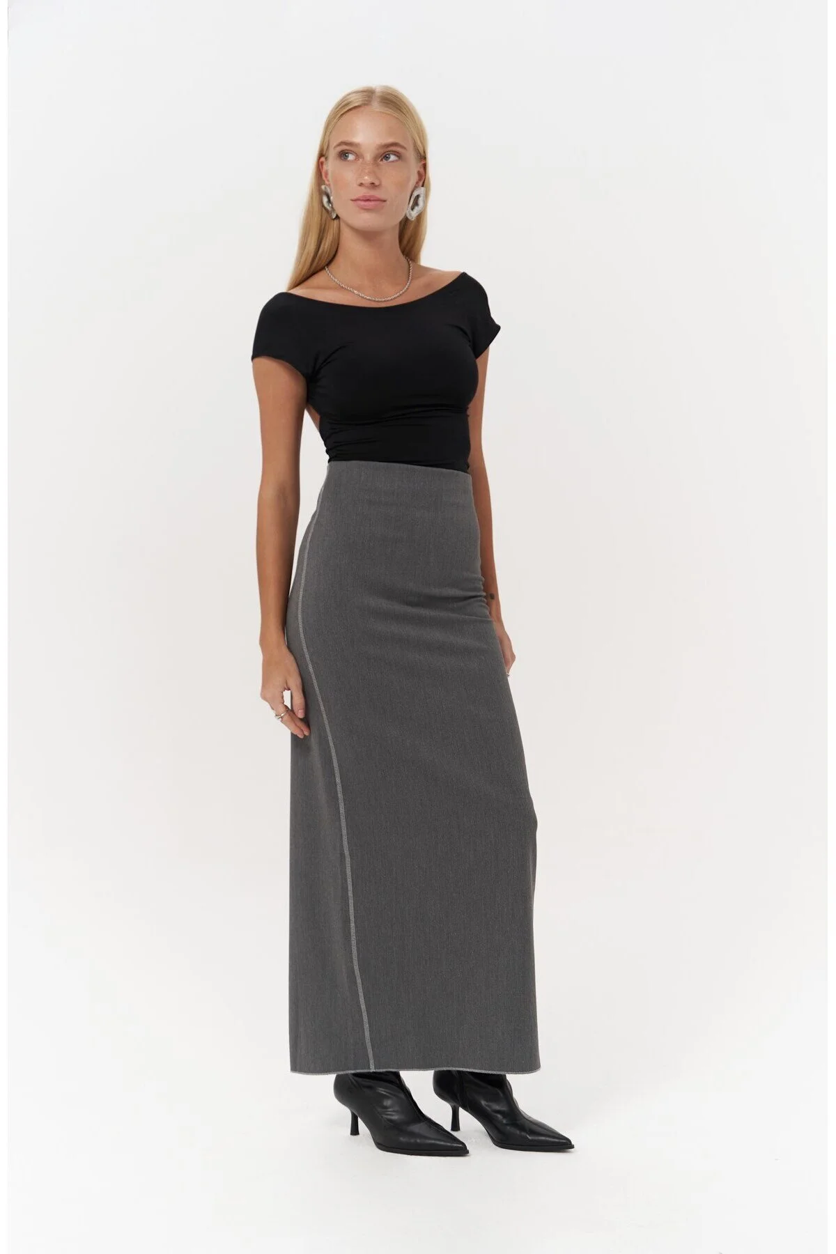 Bild von MAİ COLLECTİON Laden Geräucherter Midi-bleistiftrock für Damen - XS