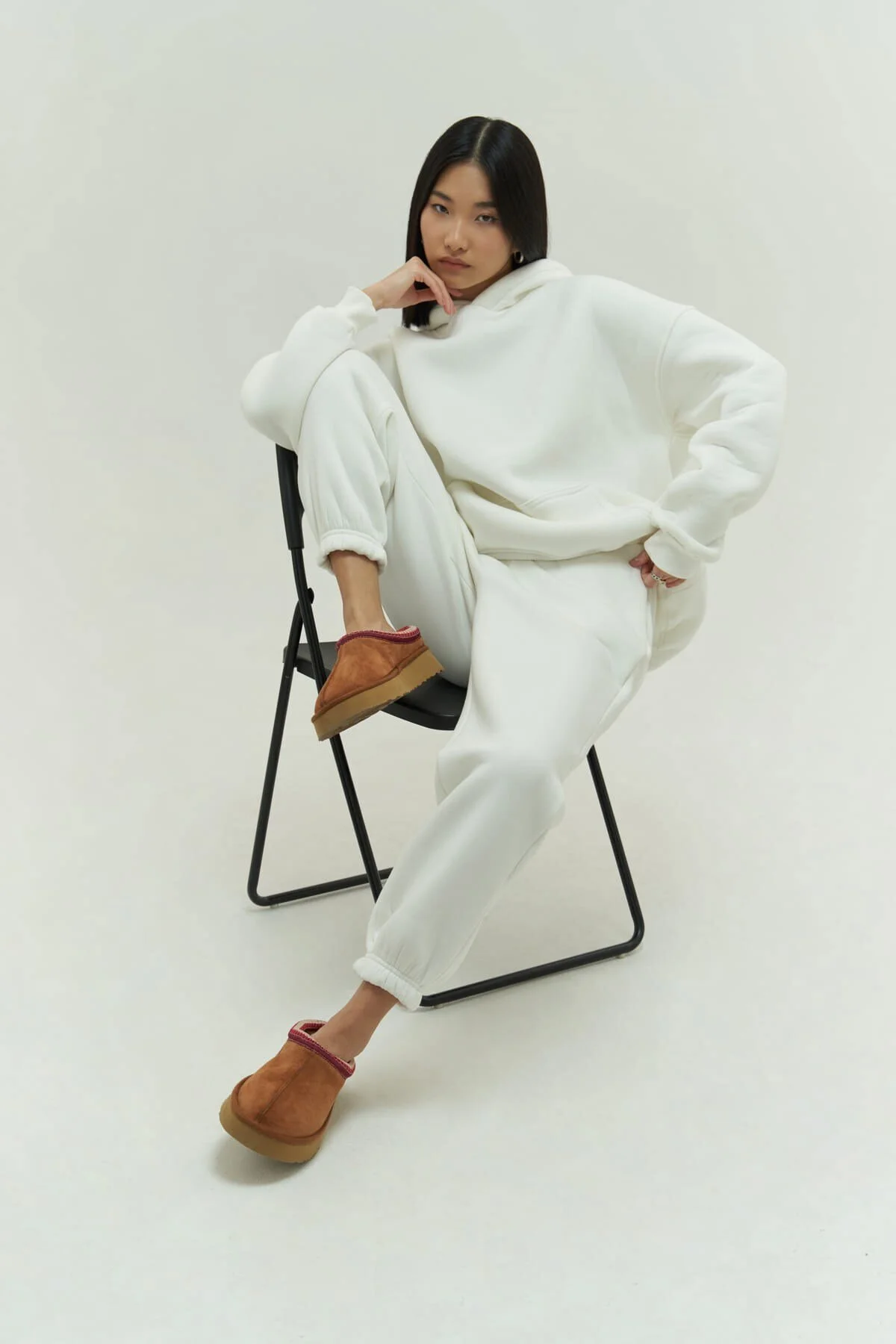 Bild von MAİ COLLECTİON Gambol Weißes Oversize-trainingsanzug-set für Damen - M