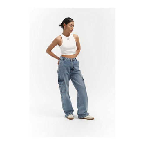 Bild von MAİ COLLECTİON Mai Collection Montes Blaue Cargo-jeanshose für Damen - L