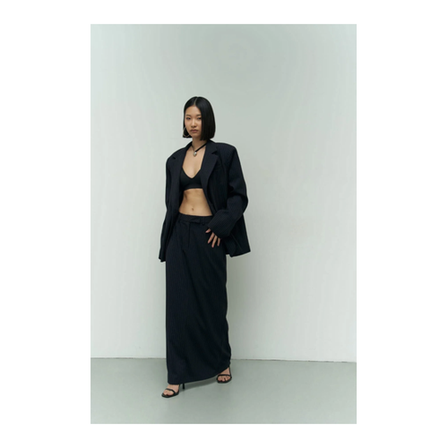 Bild von MAİ COLLECTION Bruno Gestreifter Marineblauer Rock für Damen - XS