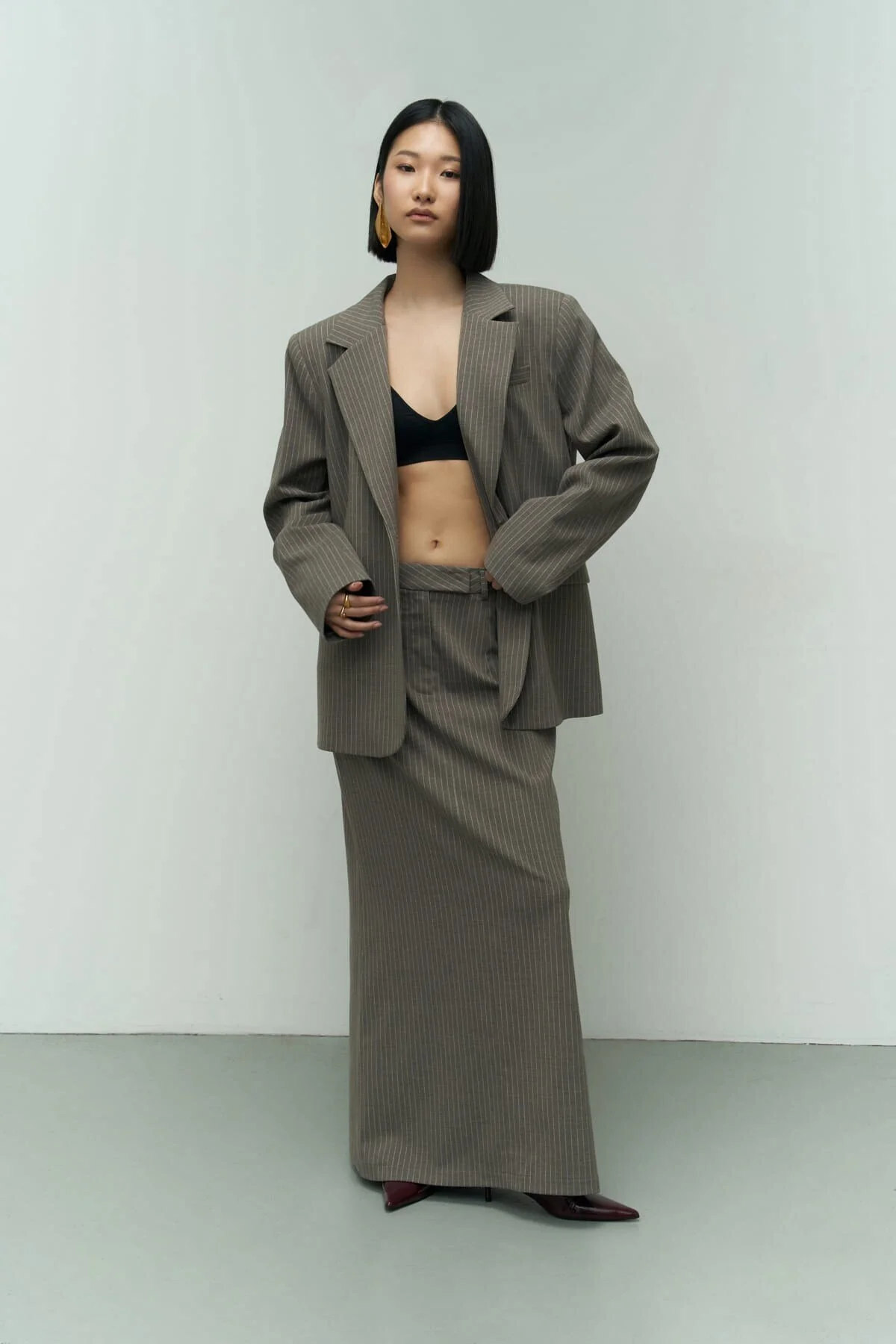 Bild von MAİ COLLECTİON Gestreifter, Geräucherter Bruno-rock für Damen - M