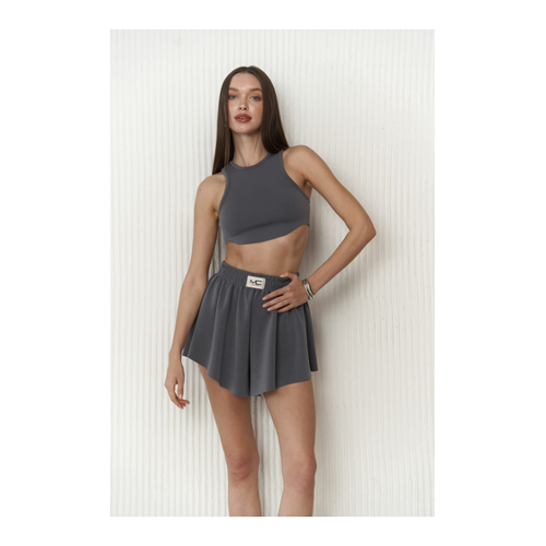 Bild von MAİ COLLECTİON Misty Anthrazit Crop Shorts Set für Damen - S