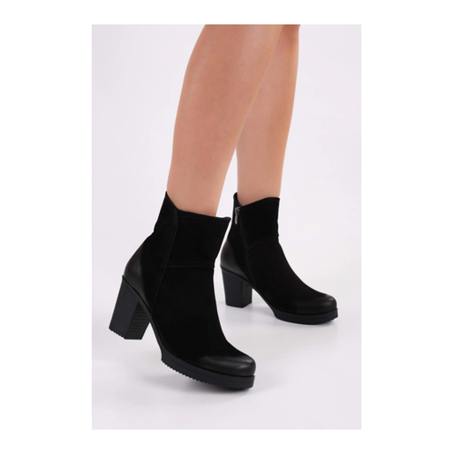 Bild von Shoeberry Stiefel „hero“ Aus Schwarzem Echtem Wildleder Mit Absatz für Damen - 39