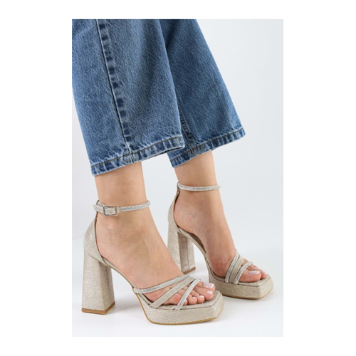 Bild von Shoeberry Dian Plateauschuhe Mit Goldenem Glitzer für Damen - 37