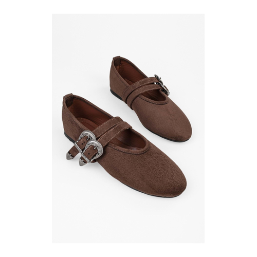 Bild von Shoeberry Rodeo Braun Wildleder Schnalle Detaillierte Babet für Damen - 36