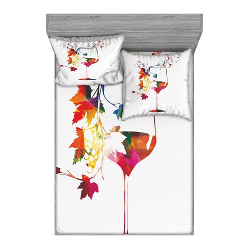 Bild von Abakuhaus Bettwäsche bedrucktes 2-teiliges Bettwäscheset, Microfaser, Bunt Glas-Vogel-Reben