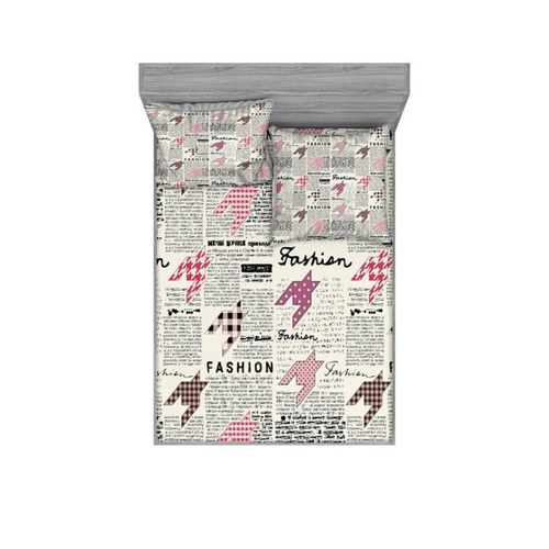 Bild von ABAKUHAUS Zeitung Buntes Spannbetttuch- und Kissenbezug-Set