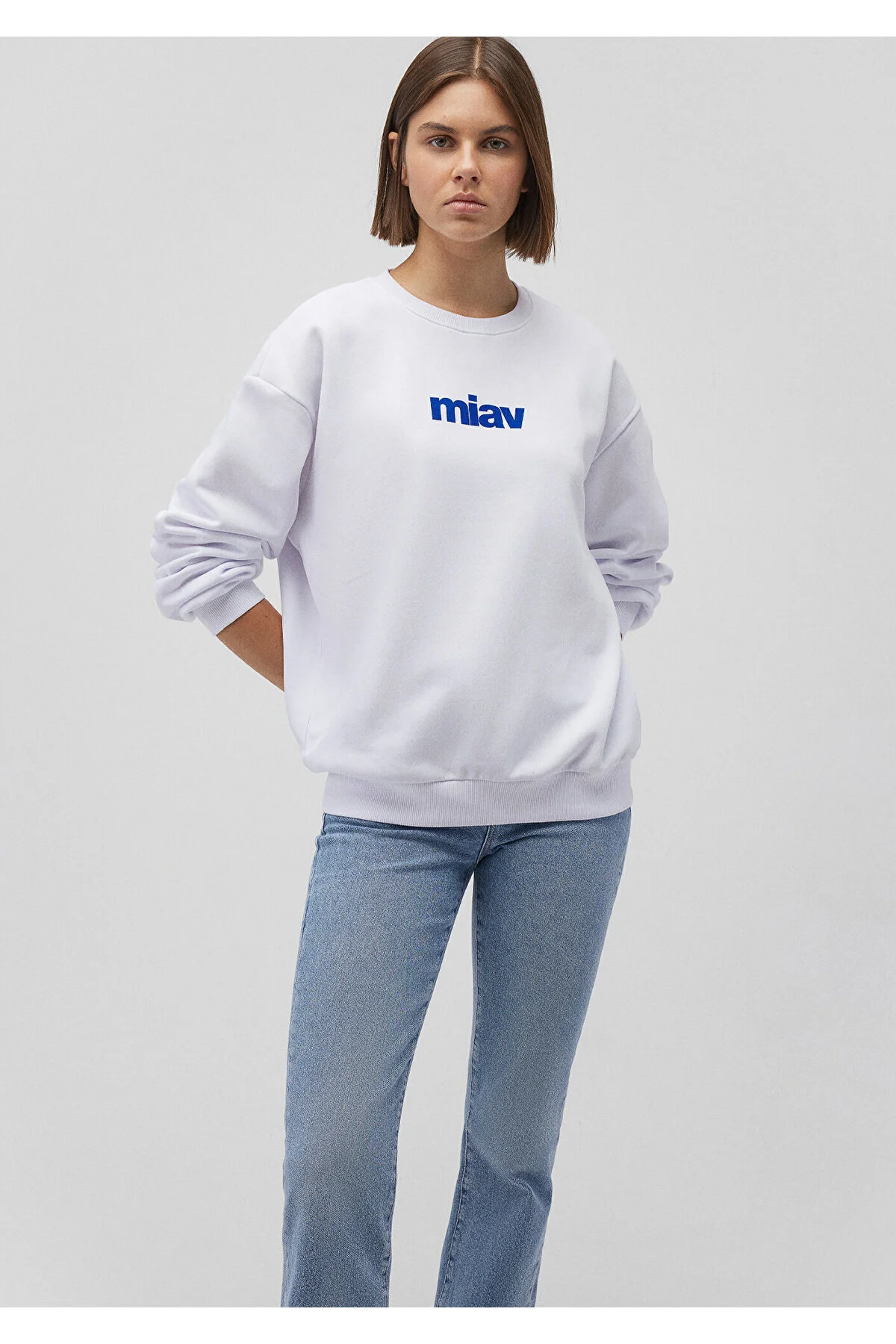 Bild von Mavi Miav Bedrucktes Weißes Sweatshirt -620 für Damen - S