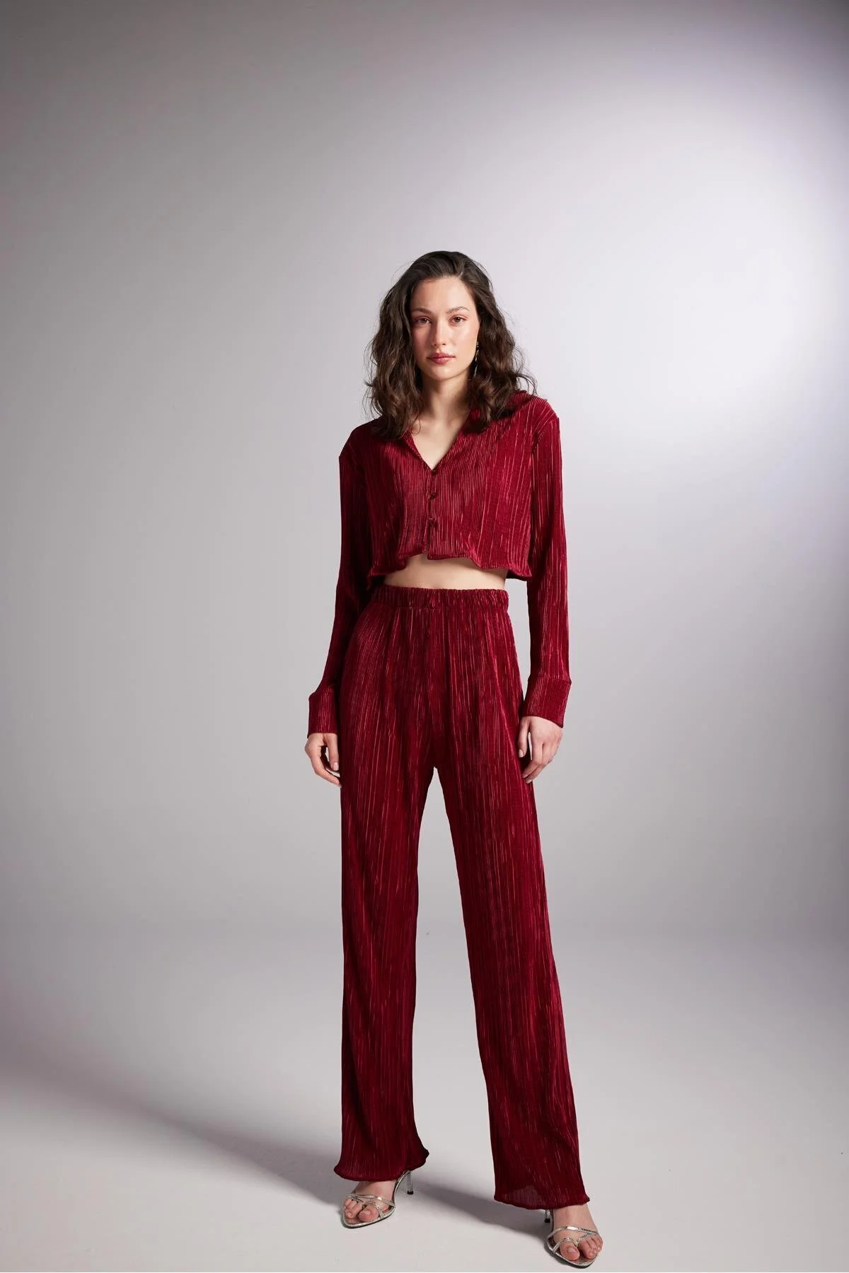 Bild von HOLLY LOLLY Elastische Taille Flexible Bequeme Hose Bordeauxrot für Damen - S