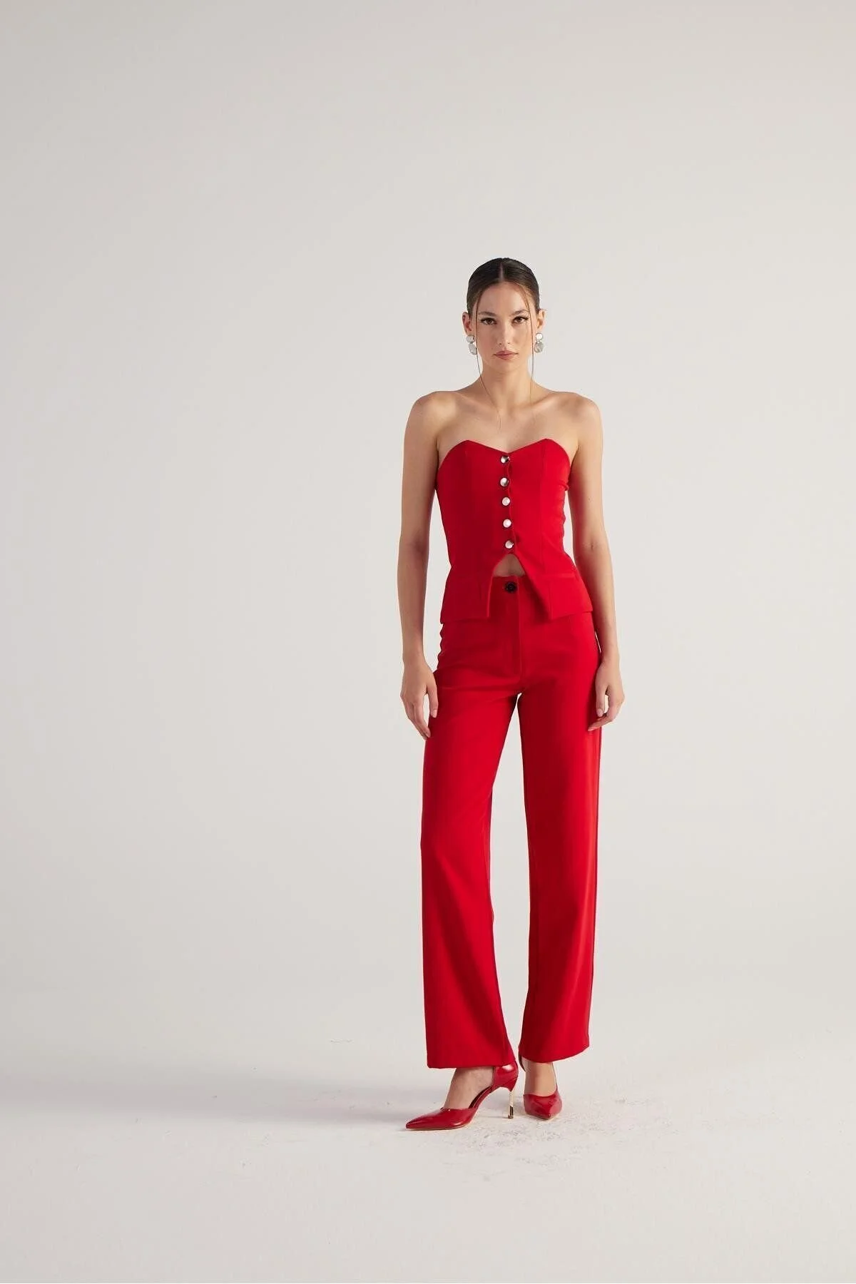 Bild von HOLLY LOLLY Rote Nia-doppelstoffhose Mit Hoher Taille für Damen - XS