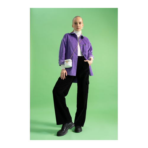 Bild von DeFacto Coole Hose Aus Samt Mit Weitem Bein Und Cargotasche für Damen