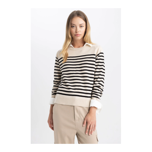 Bild von DeFacto Gestreifter Strickpullover für Damen - Stilvoller Komfort in 2XL