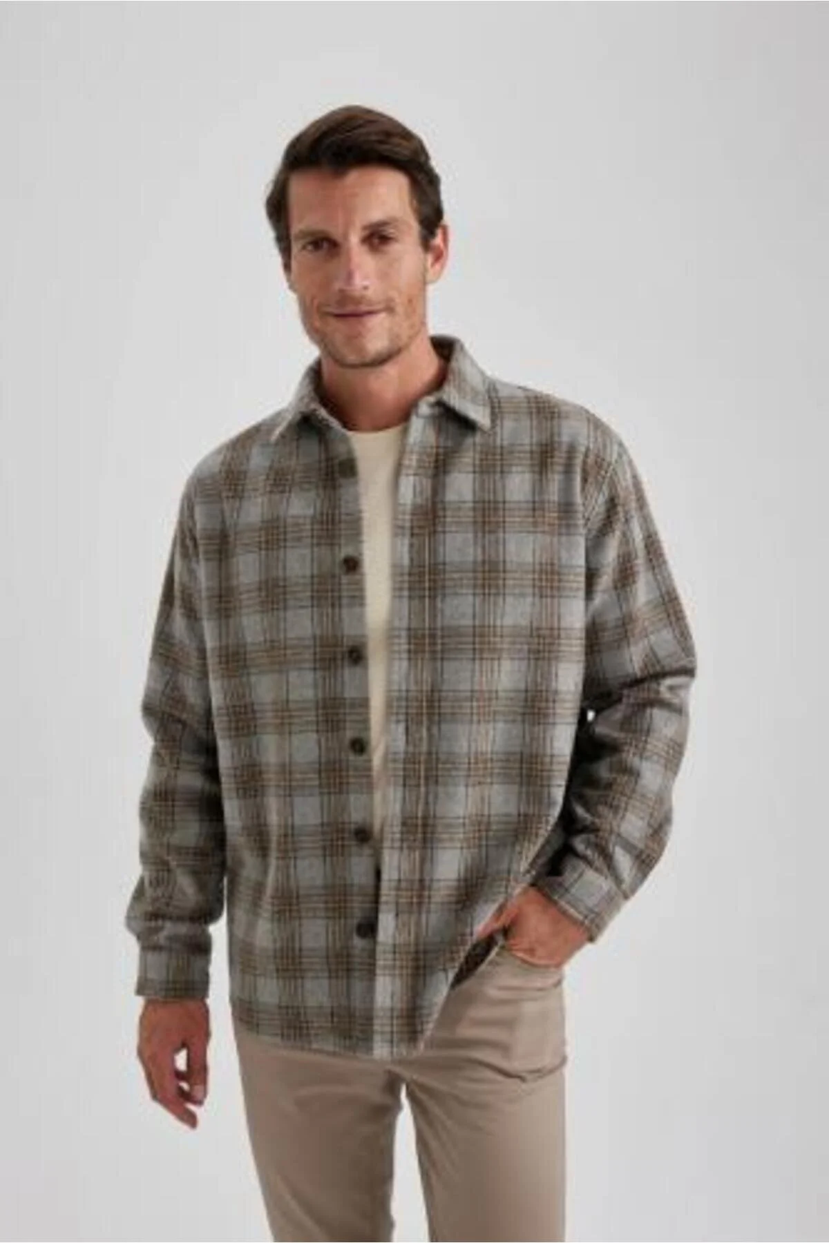 Bild von DeFacto Lässige Hemdjacke Mit Polokragen Und Karomuster – A5112ax23au für Herren - M