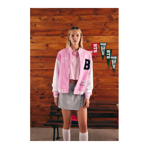 Bild von DeFacto Coole Bomberjacke Mit Rundhalsausschnitt Und Aufdruck Im Oversize-fit, B3473ax23wn für Damen - S