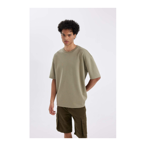 Bild von DeFacto Kurzarm Basic T-Shirt aus schwerem Stoff in Oversize-Passform
