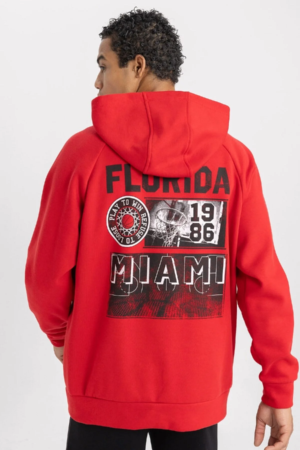 Bild von DeFacto Übergroßes Bedrucktes Kapuzenpullover – Dicke Und Breite Passform B4485ax24sp für Herren - 2XL
