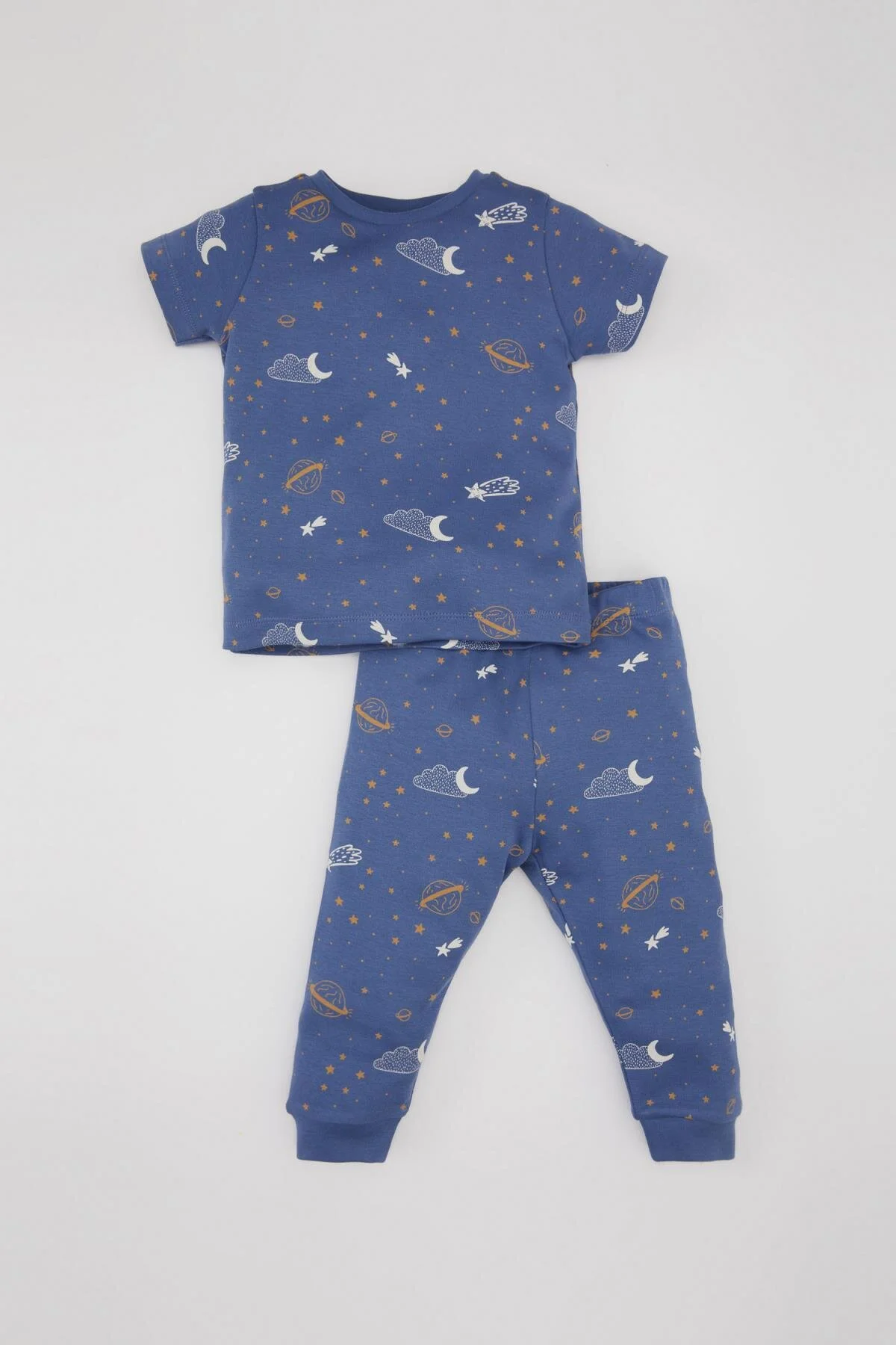 Bild von DeFacto Baby-pyjama-set Für Jungen – Sternmuster, Kurze Ärmel, Elastische Taille Oben, Langer Boden C0733a524sm für Herren - 6–9 Monate