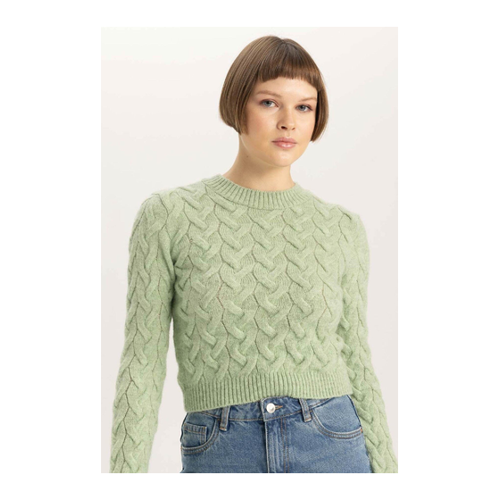 Bild von DeFacto Crop Strickpullover Mit Rundhalsausschnitt für Damen