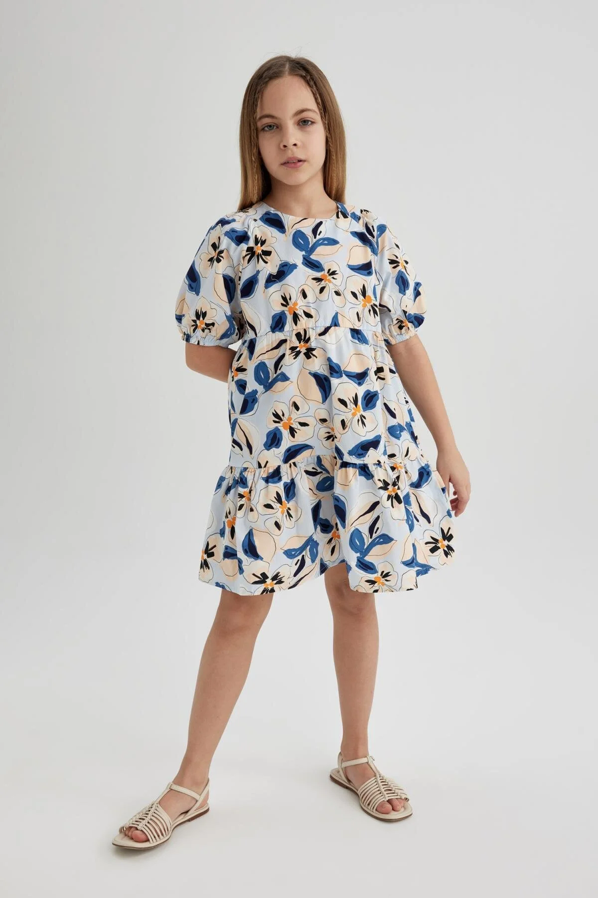 Bild von DeFacto Gemustertes Popeline-kleid Mit Kurzen Ärmeln Für Mädchen C0707a824sm für Damen - 13–14 Jahre