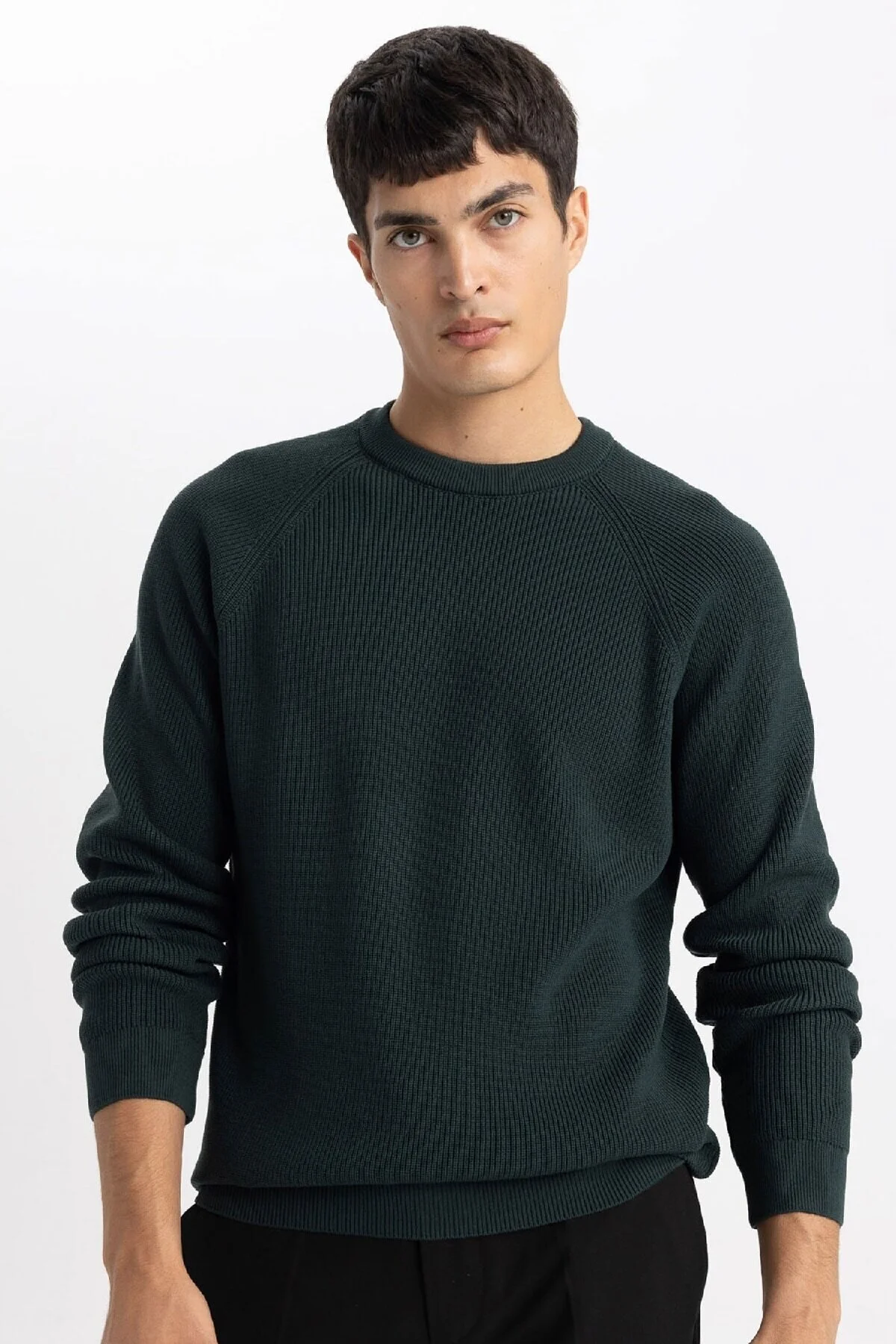 Bild von DeFacto Standard-passform, Normaler Schnitt, Rundhalsausschnitt, Basic, Einfarbig, Strickpullover A8458ax24sp für Herren - XS