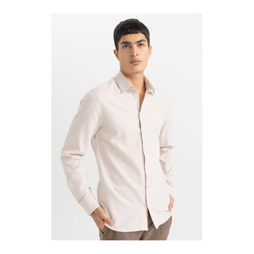 Bild von DeFacto Slim Fit Langarmhemd mit Polokragen und Wabenstruktur für Herren