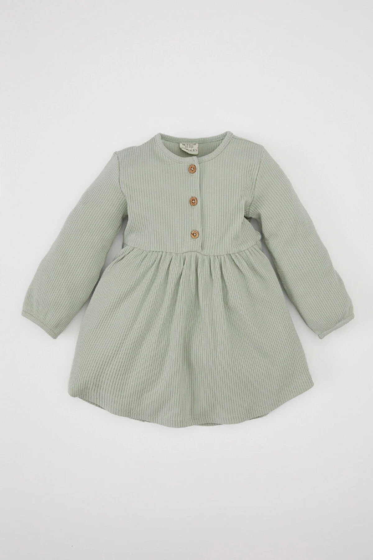 Bild von DeFacto Baby-mädchen-camisole-kleid Mit Rundhalsausschnitt, Langen Ärmeln, Gerippt, Halb Geknöpft, A7522a524au für Damen - 12–18 Monate