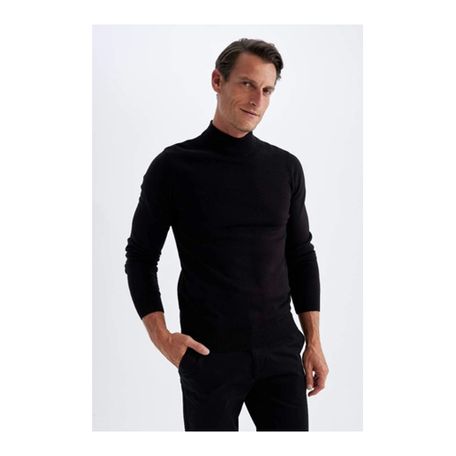 Bild von DeFacto Schwarzer Slim-fit Pullover mit Halbem Rollkragen