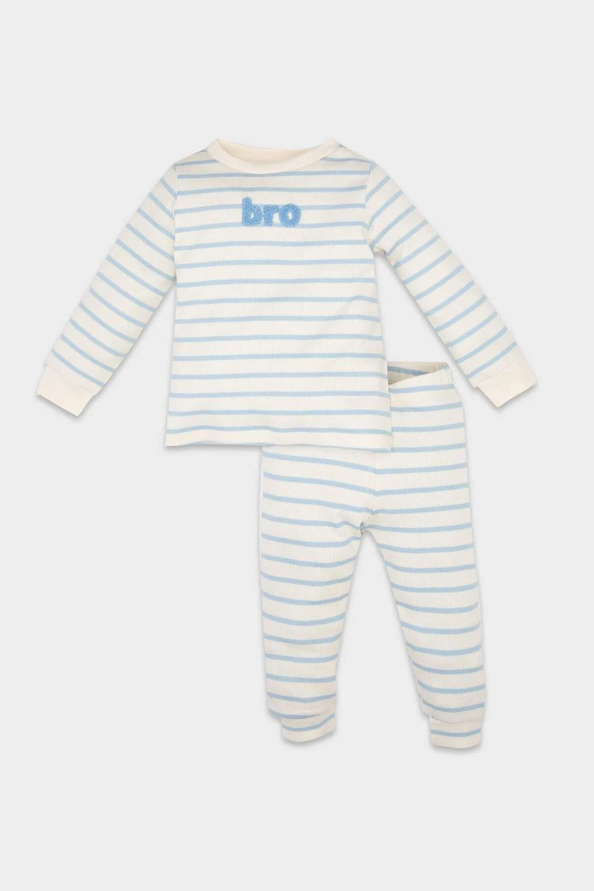 Bild von DeFacto Baby-jungen-pyjama-set – Geripptes Leibchen, Streifendruck, Lange Ärmel, Ober- Und Unterteil-set für Herren - 24–36 Monate