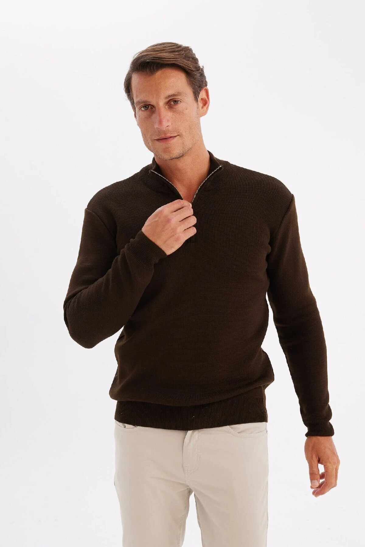 Bild von DeFacto Basic-strickpullover Mit Stehkragen Und Reißverschluss – Standard Fit A5184ax24au für Herren - 3XL