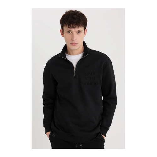Bild von DeFacto Bequemes, Bedrucktes Sweatshirt Mit Stehkragen Und Reißverschluss – Herren XL