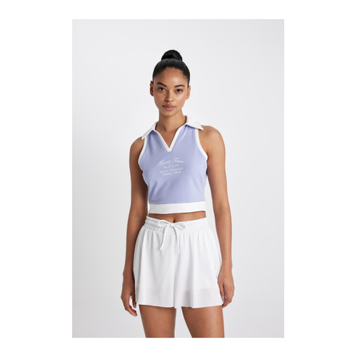 Bild von DeFacto Kurzes Sport-Tanktop mit Polokragen und Print für Damen