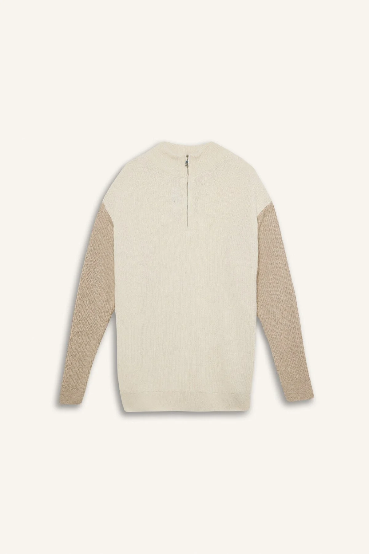 Bild von DeFacto Relax Fit Farbblock-strickpullover Mit Stehkragen Und Halbem Reißverschluss für Herren - L