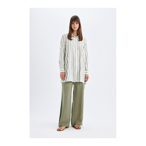 Bild von DeFacto Basic-Hose mit weitem Bein und doppeltem Plissee für Damen