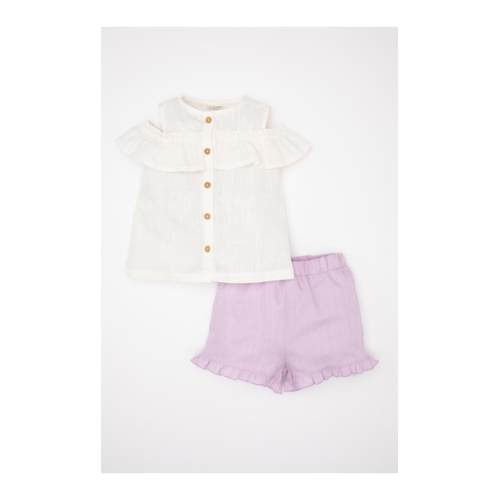 Bild von DeFacto 2-teiliges Set: Popeline-Bluse und Rüschen-Shorts für Babys